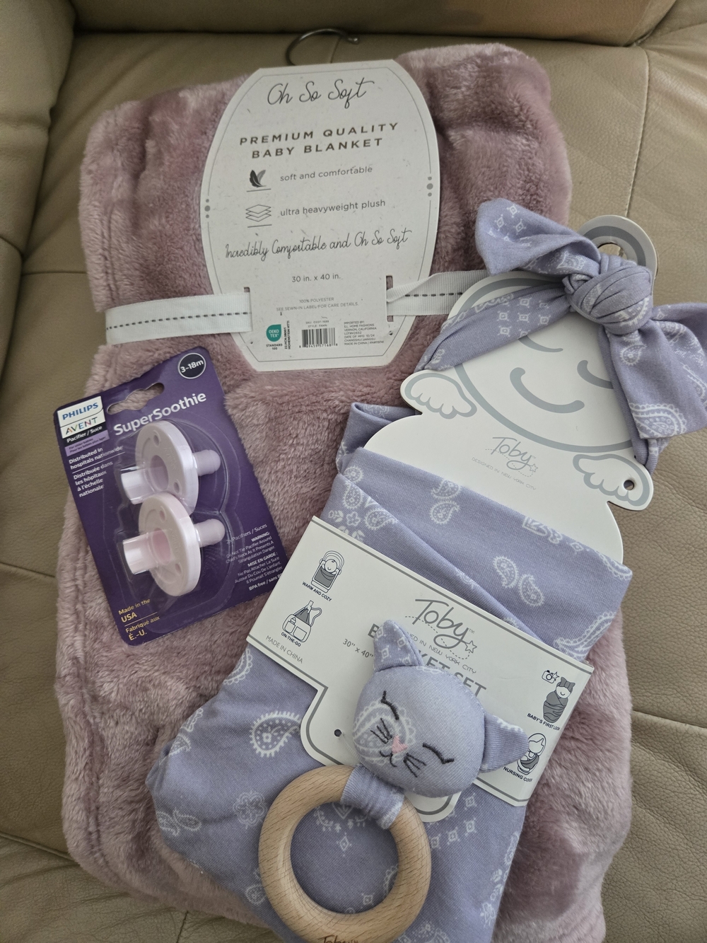 Oh So Soft Premium Pink Baby Blanket + Lilac Baby Gift Set
